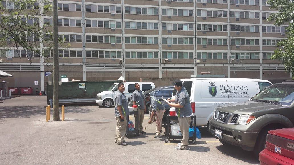 The Platinum crew on one of the company's very first multi-family service jobs